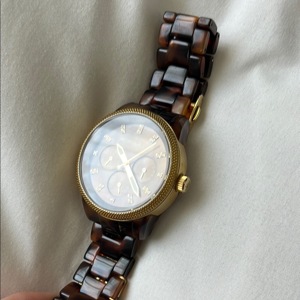 Michael Kors Ritz Tortoise Shell & Gold Watch - Picture 2 of 7